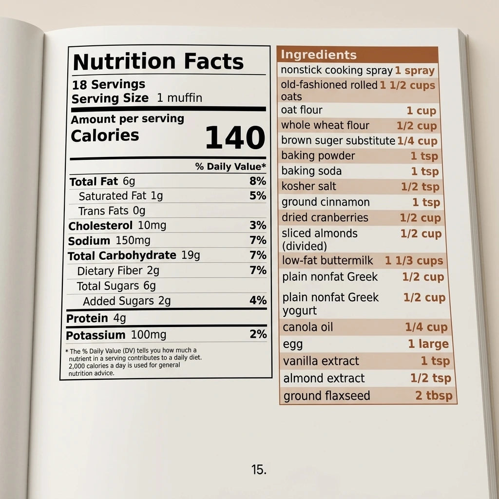 Verolae recipe e-book nutrition panel for one serving